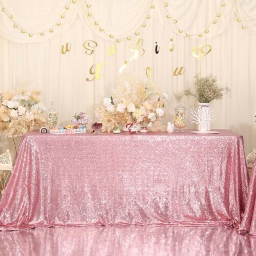 Fuchsia Pink Sequin Tablecloth 60" x 120"