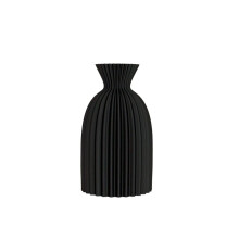 Matte Black Ribbed Vase Set 2 Sizes