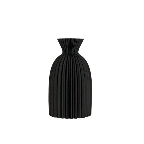 Matte Black Ribbed Vase Set 2 Sizes