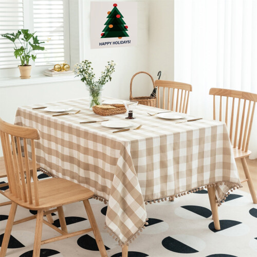 Buffalo Plaid Tablecloth Linen Look Rectangular 60x84 in