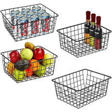 4 Black Metal Wire Storage Baskets