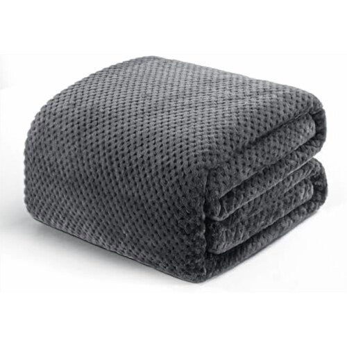 Waffle Jacquard Throw Blanket Dark Grey 90 x 66 in