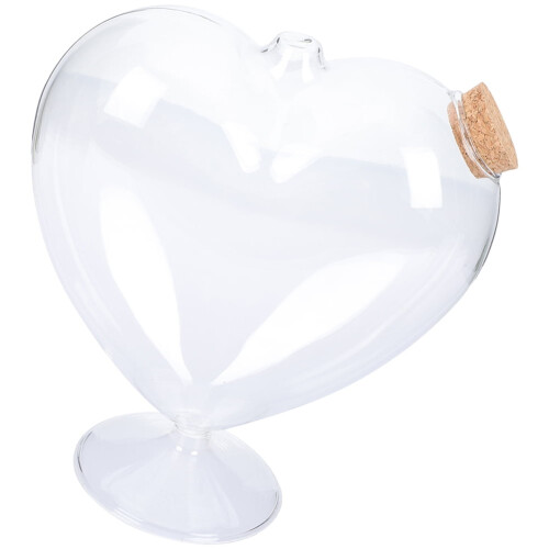 Heart-Shaped Glass Candy Jar with Cork Lid