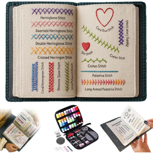 Stickmusterbuch-Set mit 18 Garnfarben