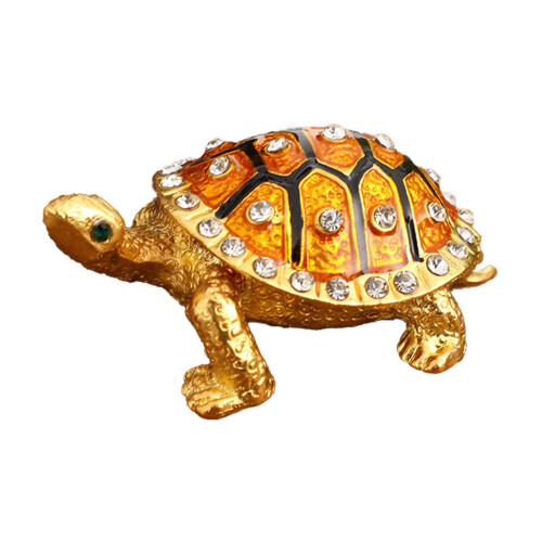 Turtle-Shaped Alloy Jewelry Box – Compact Ring & Earring