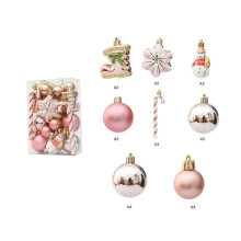 Pink Christmas Ornament Set - Plastic, 3 Sizes, Gift Box