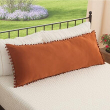 Burnt Orange Pom Pom Pillow Cover Set – King Size 20x36 in