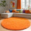 Orange round shag rug 5 ft fluffy plush carpet 1