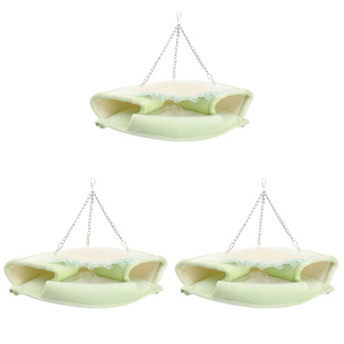 3Pcs Green Pet Hanging Bed Durable Hammock Cushioned Hamster Rest 2