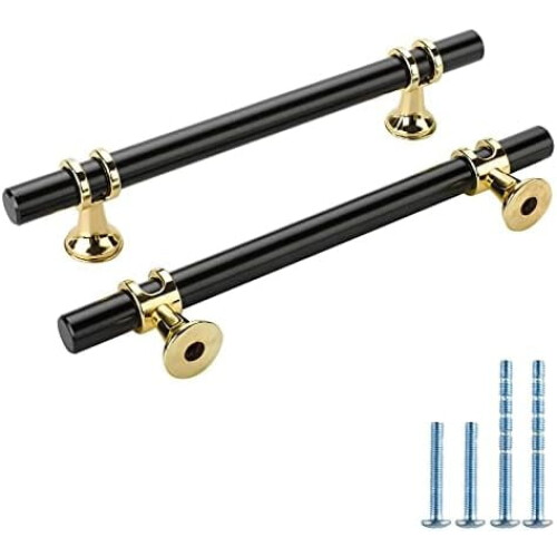 Cabinet Handles Drawer Pulls Knobs 10 Pack Black Gold 5
