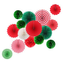 Christmas Paper Fan & Honeycomb Ball Set – 15 pcs
