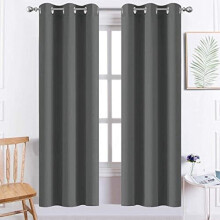 Dark Grey Grommet Blackout Curtains 52" x 84", 2 Panels