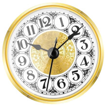 Clock Insert Round with Gold Trim, Roman Numerals, 70mm