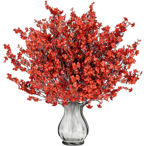 6 Pcs Orange Artificial Baby's Breath Bouquets –