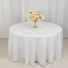 Cotton Round Tablecloth 120 inches White