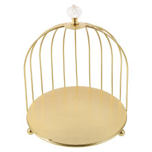 Goldener Tortenständer in Vogelkäfigform aus Eisen, 19,5 x 18,5 x 18 cm