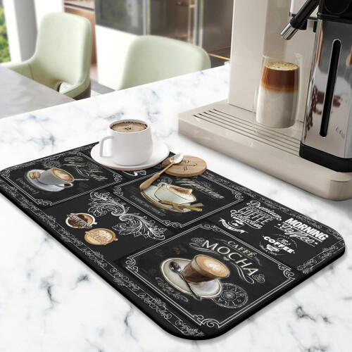 Fun Coffee Mat 19"x12", Απορροφητικό & Αντιολισθητικό Χαλί Μπαρ για Πάγκους, Χωράει Κάτω από 1