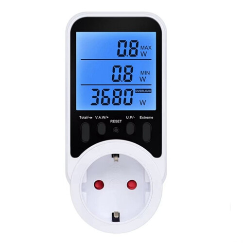 Digital Wattmeter AC  Socket Power Meter Electricity Usage Monitor Socket Voltage Meter with Backlight EU PLUG