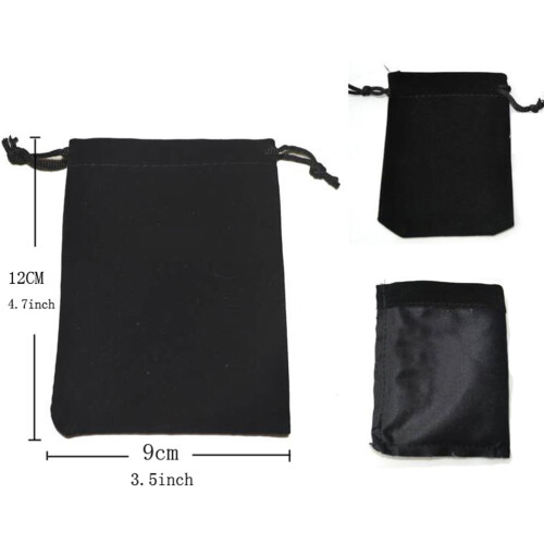 Pochette à cordon en flanelle noire (2 pièces) 1