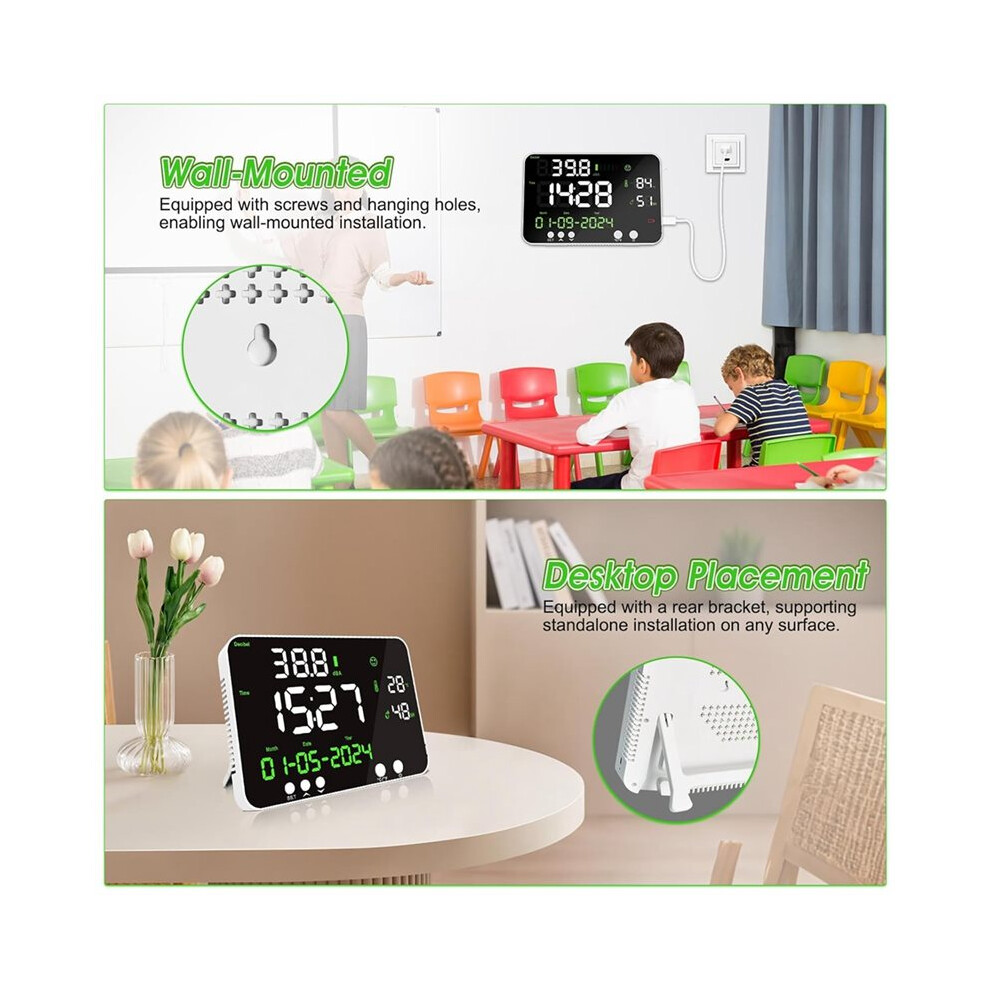 5-In-1 Decibel Meter Wall-Mounted Sound Level Meter Displays Temperature Humidity Date, Noise Monitor With Alarms 6133266947377