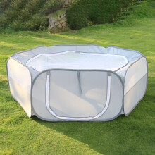 Portable Small Animal Playpen 130x38cm Foldable Cage with Side Door Blue/Gray
