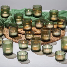 Ribbed Glass Tealight Holders Set of 24