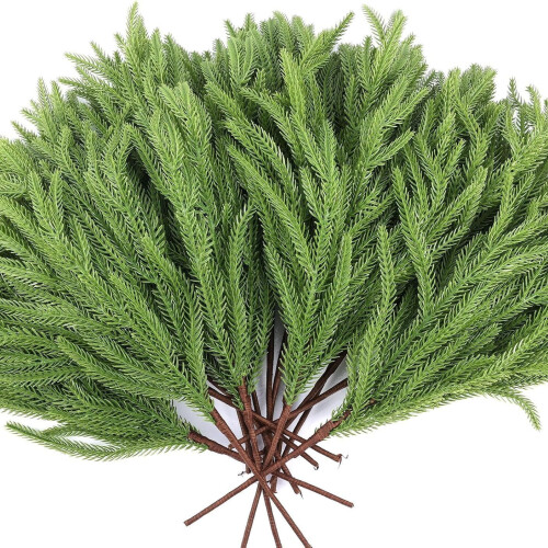 12 Pcs Artificial Norfolk Pine Branches 18 Inch