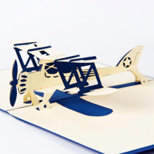 Handmade Airplane Greeting Card Set – Blue, 13x15cm