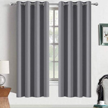Grey Blackout Curtains 52x84 in, Grommet Top, 2 Panels