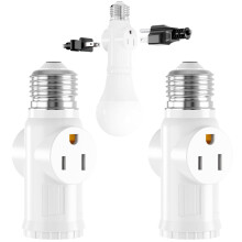 Adaptor priză E26 cu 2 prize și bec