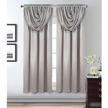 Fensterpaneel mit angenähter Gardinenblende, Grau, 42" x 84"