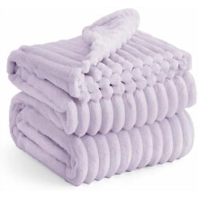 Lavender Fog Striped Flannel Fleece Blanket 108 x 90 in