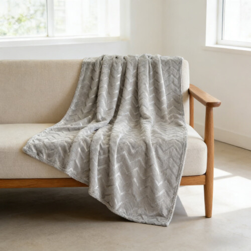 Glossy Flannel Throw Blanket 150x100cm Grey