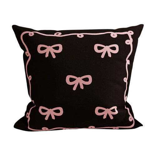 Fodera per cuscino double face con fiocco, morbida floccata, 45x45 cm. 1