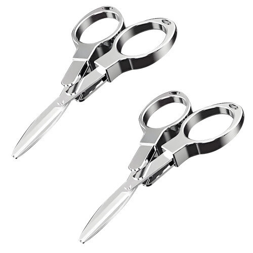 Faltbare Reiseschere, 8,5 cm, Edelstahl, 2er-Pack