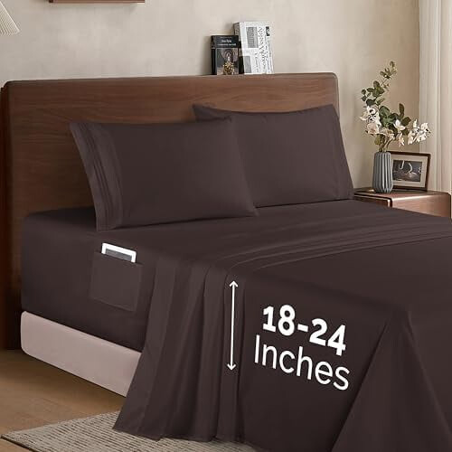 Microfiber Full Sheet Set 4-Piece Chocolate Brown