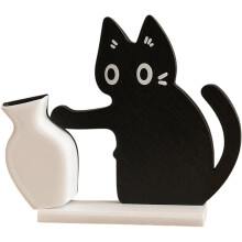 Decoratiemagneet met zwarte kat die een vaas duwt (1 stuk)
