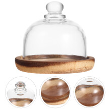 Acacia Wood Covered Cake Stand with Glass Lid