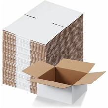 8x8x4 Shipping Boxes Set of 40, White Corrugated Cardboard Box for Mailing Packing Gifts Small Business