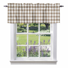 Beige and White Buffalo Tartan Valance 54 x 18 in
