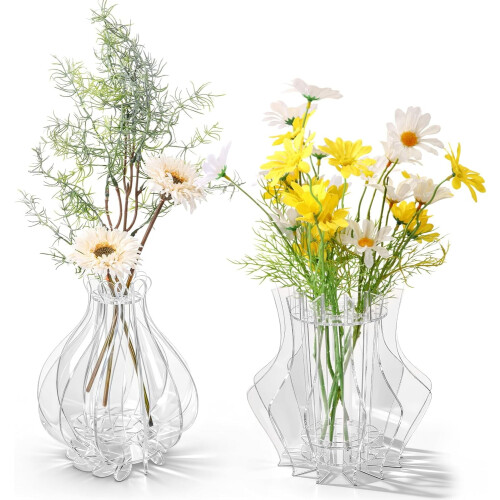 2-Pack Acrylic Puzzle Flower Vase Set