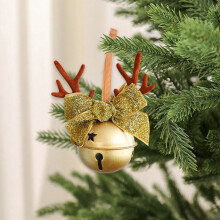 Vintage Gold Christmas Bells, Metal Jingle Bells, Pack of 1