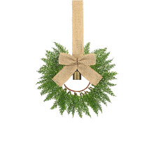 Mini Christmas Cabinet Wreath with Velvet Ribbon & Metal