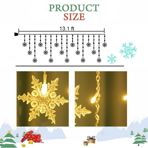 LED-Schneeflocken-Lichterkette, 4 m, warmweiß 1