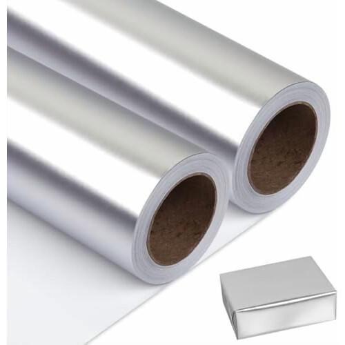 Matte Metallic Wrapping Paper 2 Rolls 44.5 cm x 10 m