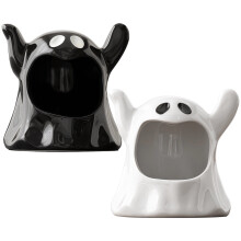 Geisterförmiges Keramik-Aschenbecher-Set – Weiß & Schwarz, 2-teilig