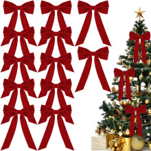 Velvet Christmas Tree Bow Decoration 12 Pack