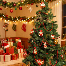 Guirlande de Noël en perles, 4 mètres, décoration intérieure en bois
