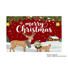 Linen Placemats Set of 4 – Reindeer & Elf Design, 12x18 in