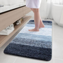 Microfiber Shag Bath Rug Non-Slip 59 x 24 in Dark Blue